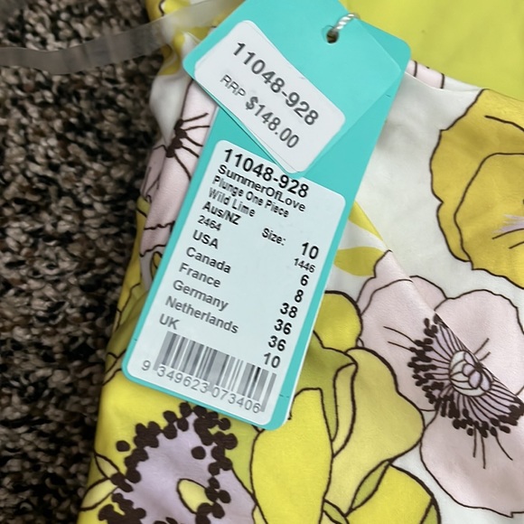 Seafolly Summer of Love Plunge One-Piece Wild Lime, NWT - Picture 6 of 7